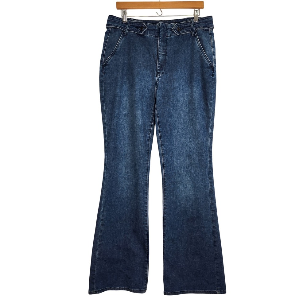 Pilcro Anthropologie High Rise Flare Jeans‎ Blue Denim Size 32 Cotton Hemp Blend